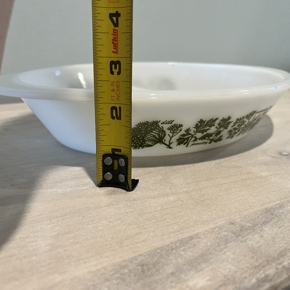 Vintage Collectible Glasbake Divided Milkglas Serving Dish With Green He… - Picture 5 of 8